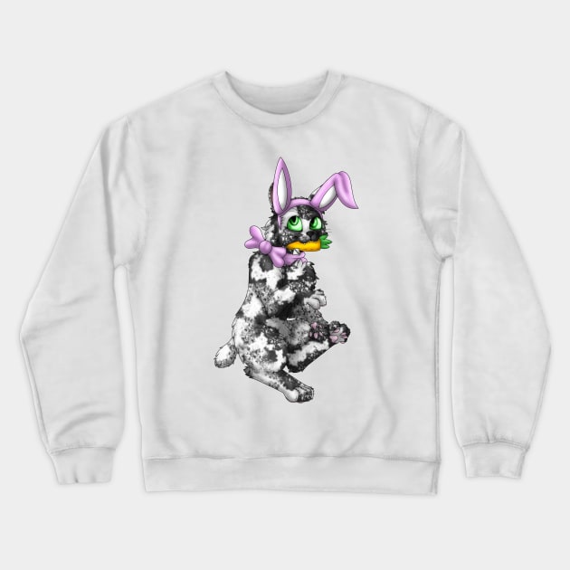 Bobtail BunnyCat: Salt & Pepper (Pink) Crewneck Sweatshirt by spyroid101